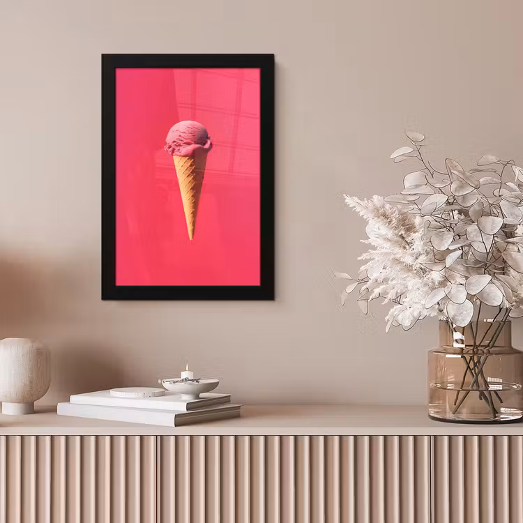 Schepijs - Roze - Hoorntje fotolijst zwart zonder passe partout klein -sfeer5