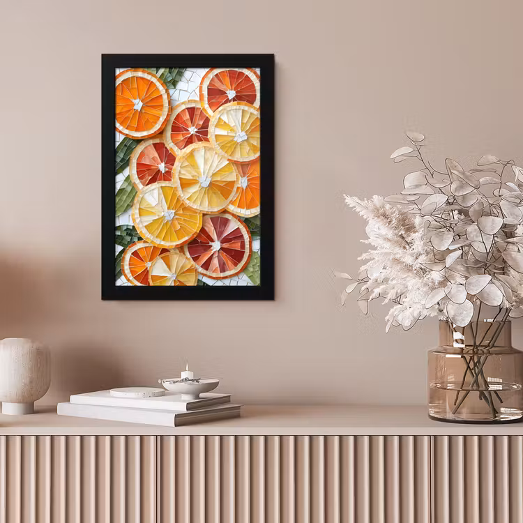 Schijfjes - Fruit - Oranje - Mozaïek fotolijst zwart zonder passe partout klein -sfeer5