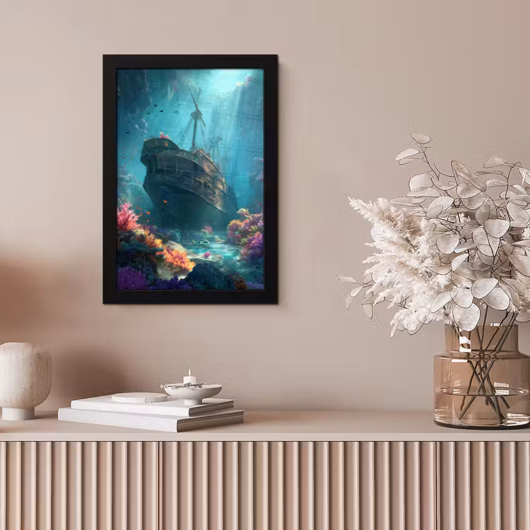 Schip - Hout - Koraalriffen - Zonlicht fotolijst zwart zonder passe partout klein -sfeer5