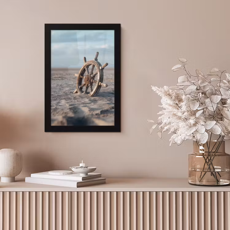 Scheepsstuur - Hout - Bruin - Zand fotolijst zwart zonder passe partout klein -sfeer5