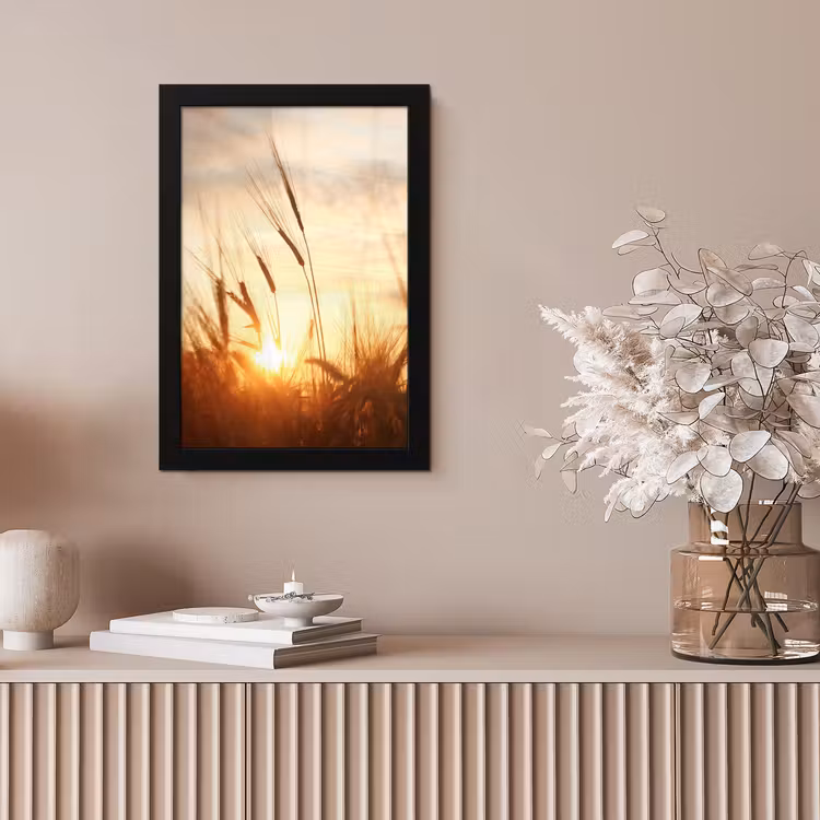 Riet - Gras - Zonsondergang - Natuur - Horizon fotolijst zwart zonder passe partout klein -sfeer5