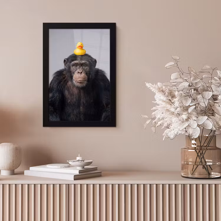 Chimpansee - Badeend - Grijs fotolijst zwart zonder passe partout klein -sfeer5