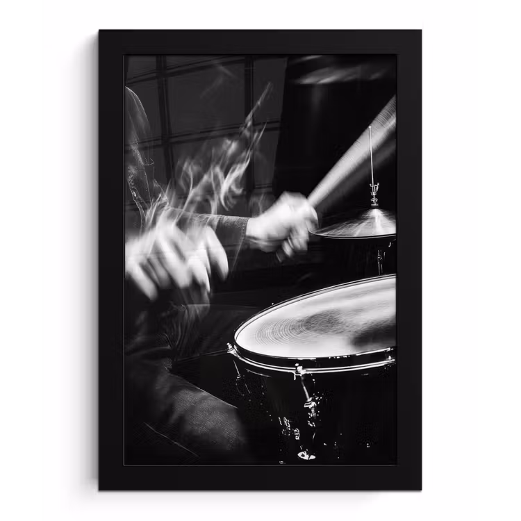 Drummer - Zwart - Drumstel fotolijst zwart zonder passe partout klein -3d