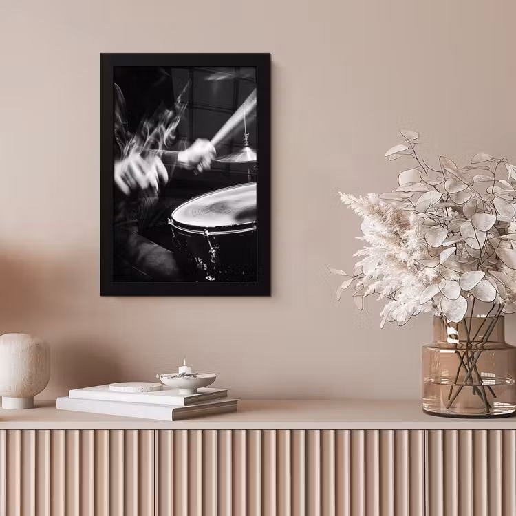 Drummer - Zwart - Drumstel fotolijst zwart zonder passe partout klein -sfeer5