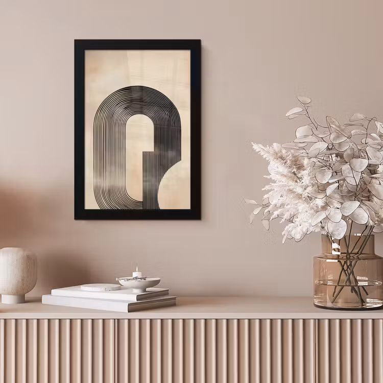 Boog - Strepen - Minimalistisch - Zwart fotolijst zwart zonder passe partout klein -sfeer5