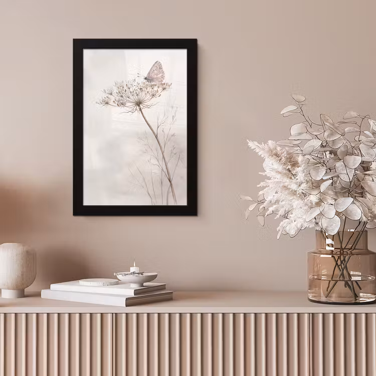 Vlinder - Bloem -Natuur - Beige fotolijst zwart zonder passe partout klein -sfeer5
