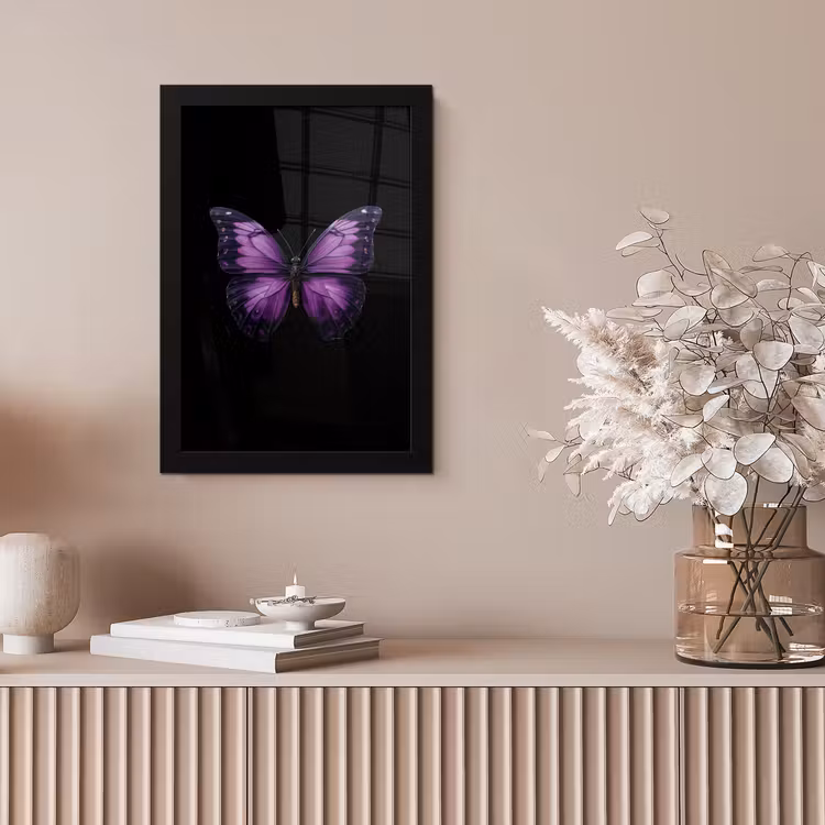 Vlinder - Paars - Levendig fotolijst zwart zonder passe partout klein -sfeer5