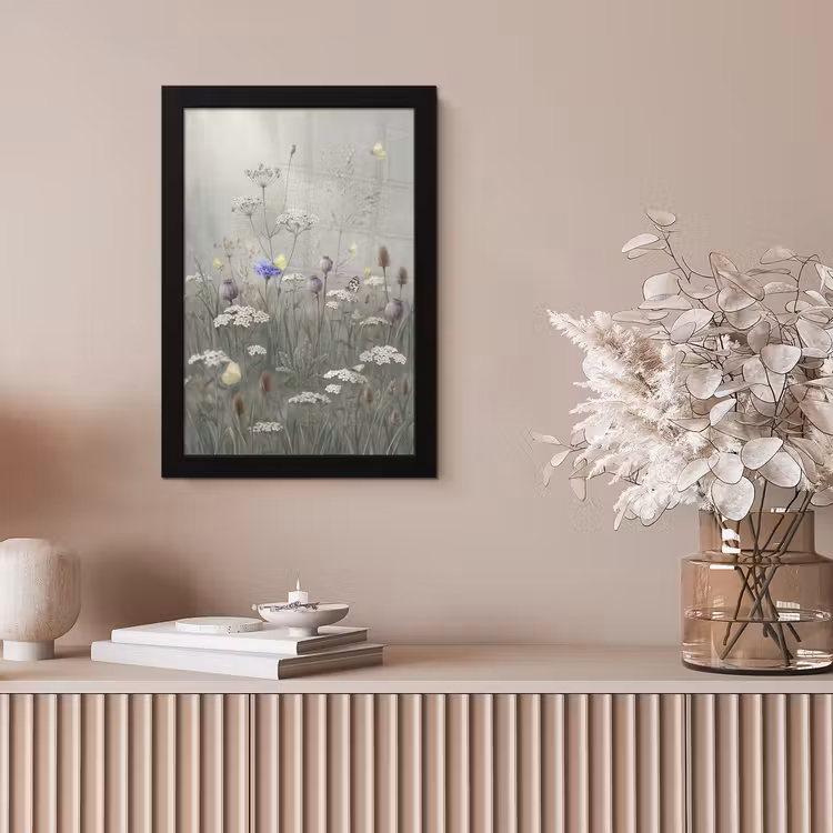 Vlinders - Wildbloemen - Illustratie - Kleurrijk fotolijst zwart zonder passe partout klein -sfeer5