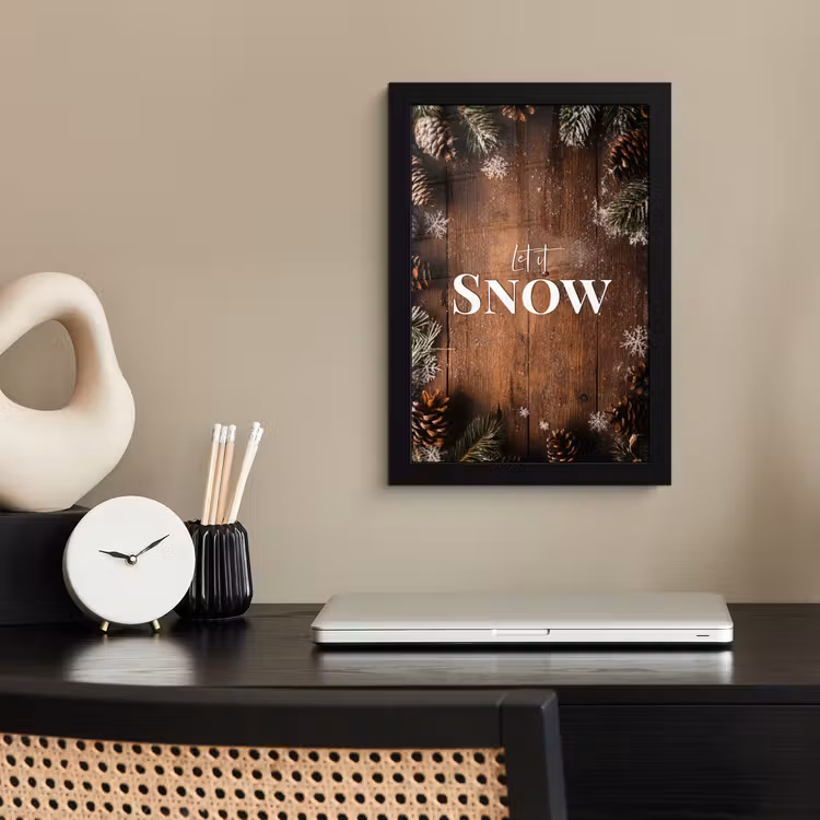 Sneeuw - Houtlook - Quote - Let it snow fotolijst zwart zonder passe partout klein -sfeer1