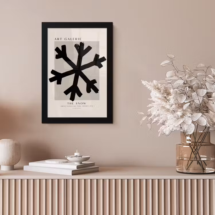 Sneeuwvlok - Kerstmis - Zwart - Feestdagen fotolijst zwart zonder passe partout klein -sfeer5