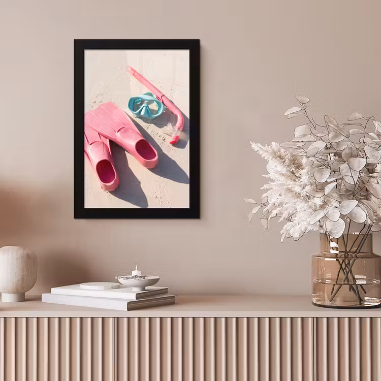 Snorkelset - Strand - Zomer - Roze fotolijst zwart zonder passe partout klein -sfeer5