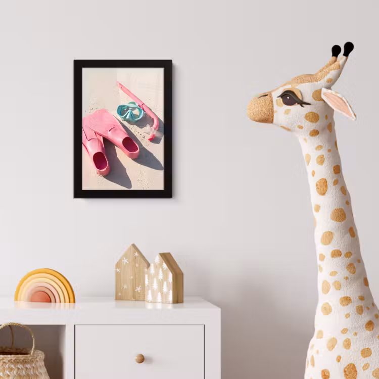 Snorkelset - Strand - Zomer - Roze fotolijst zwart zonder passe partout klein -usfeer4_kinderkamer