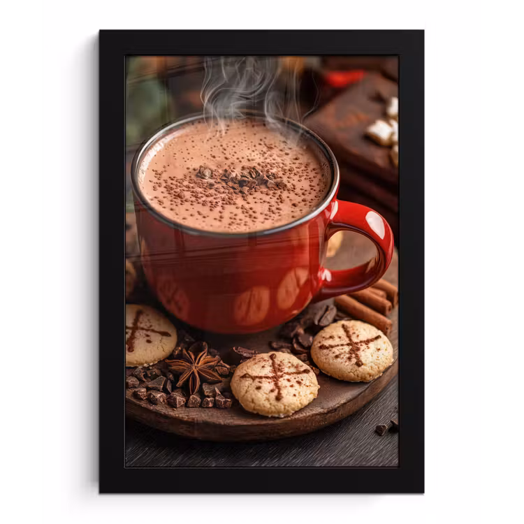 Chocolademelk - Mok - Winter - Kerst - Gezelligheid fotolijst zwart zonder passe partout klein -3d
