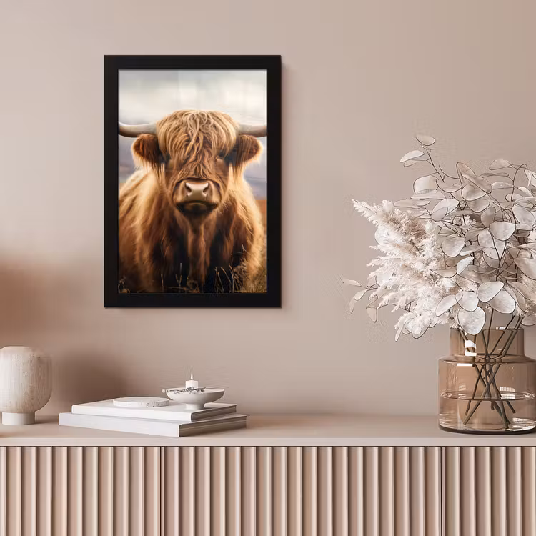 Schotse hooglander - Landschap - Dier fotolijst zwart zonder passe partout klein -sfeer5