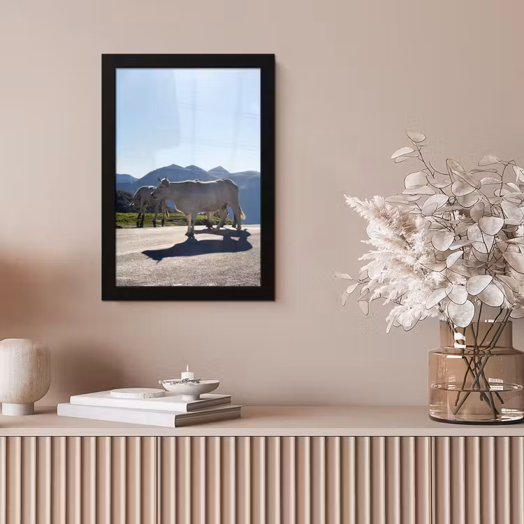 Schotse hooglander - Licht - Berg - Natuur fotolijst zwart zonder passe partout klein -sfeer5