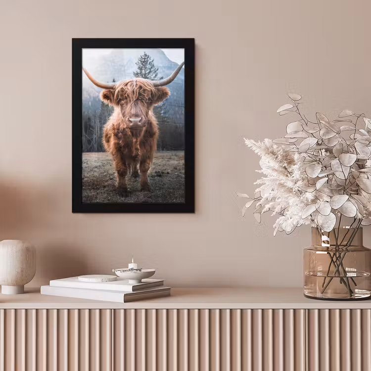 Schotse hooglander - Koe - Dieren - Berg - Natuur fotolijst zwart zonder passe partout klein -sfeer5