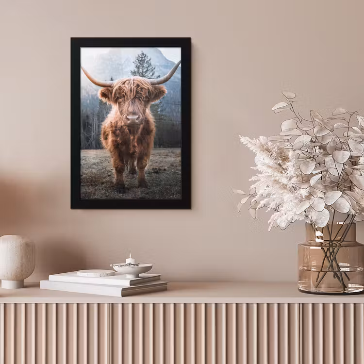 Schotse hooglander - Koe - Dieren - Berg - Natuur fotolijst zwart zonder passe partout klein -sfeer5