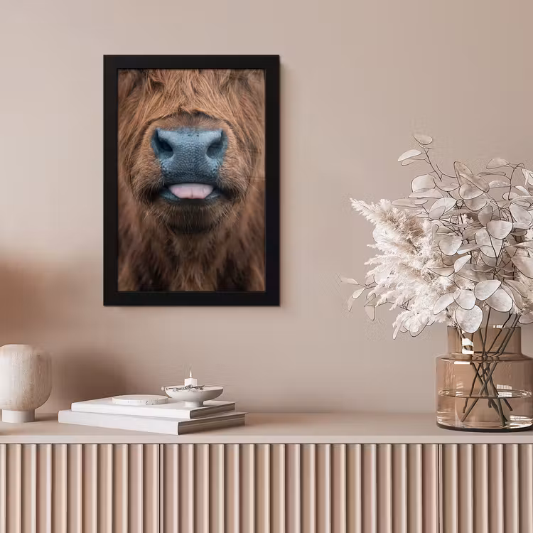 Schotse hooglander - Neus - Bruin fotolijst zwart zonder passe partout klein -sfeer5