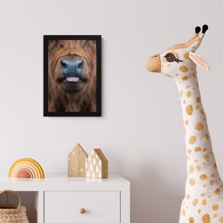 Schotse hooglander - Neus - Bruin fotolijst zwart zonder passe partout klein -usfeer4_kinderkamer