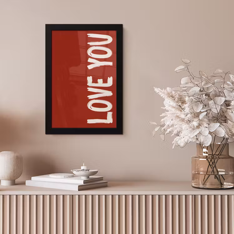 Schuin - Loveyou - Rood fotolijst zwart zonder passe partout klein -sfeer5