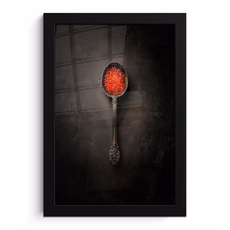 Zwart - Lepel - Caviar fotolijst zwart zonder passe partout klein -3d