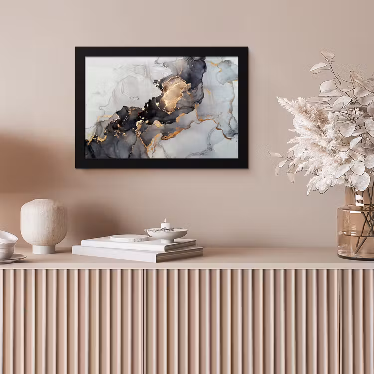 Zwart - Marmer - Luxe - Goud fotolijst zwart zonder passe partout klein -sfeer5
