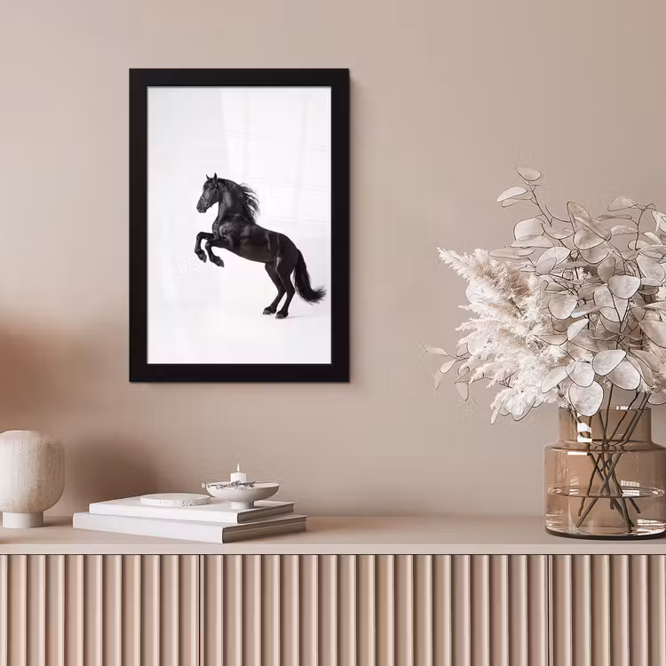 Zwart - Paard - Portret fotolijst zwart zonder passe partout klein -sfeer5