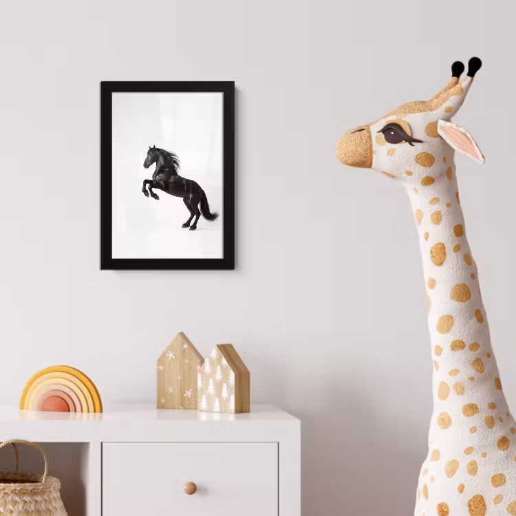 Zwart - Paard - Portret fotolijst zwart zonder passe partout klein -usfeer4_kinderkamer