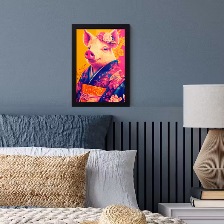 Varken - Bloemkroon - Kimono - Abstract fotolijst zwart zonder passe partout klein -sfeer3
