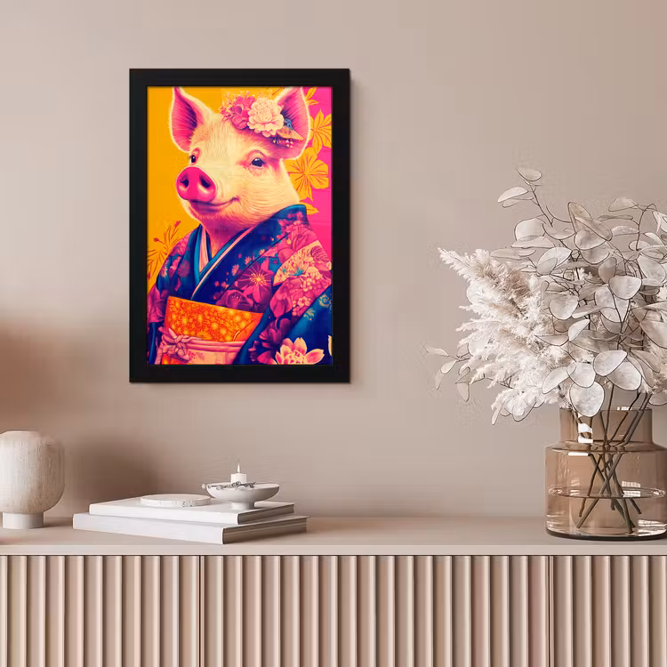 Varken - Bloemkroon - Kimono - Abstract fotolijst zwart zonder passe partout klein -sfeer5