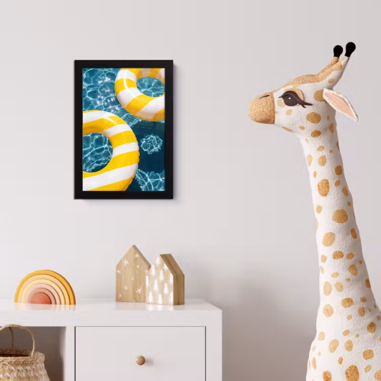 Zwembad - Zwembanden - Zomer - Geel - Blauw fotolijst zwart zonder passe partout klein -usfeer4_kinderkamer