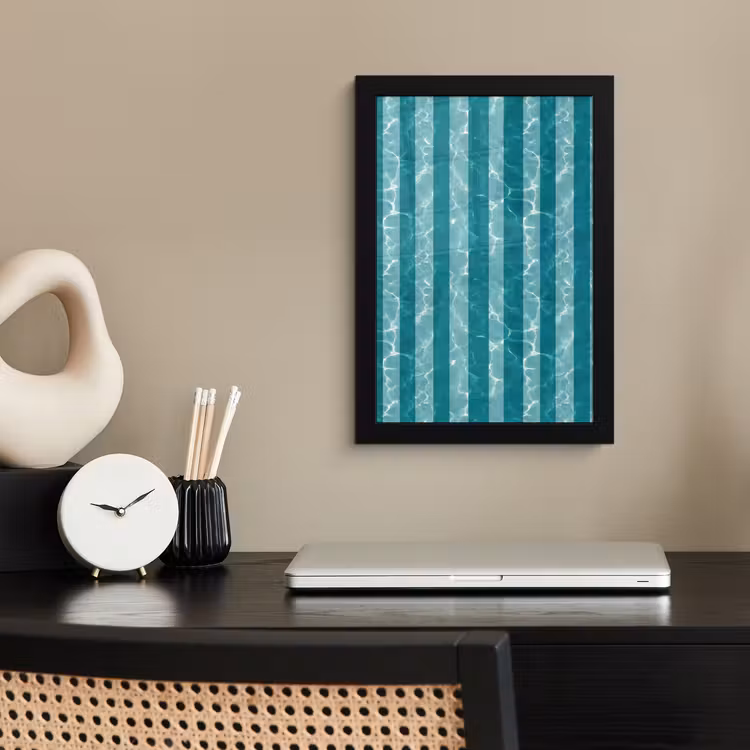 Zwembad - Strepen - Groen fotolijst zwart zonder passe partout klein 224 -sfeer1