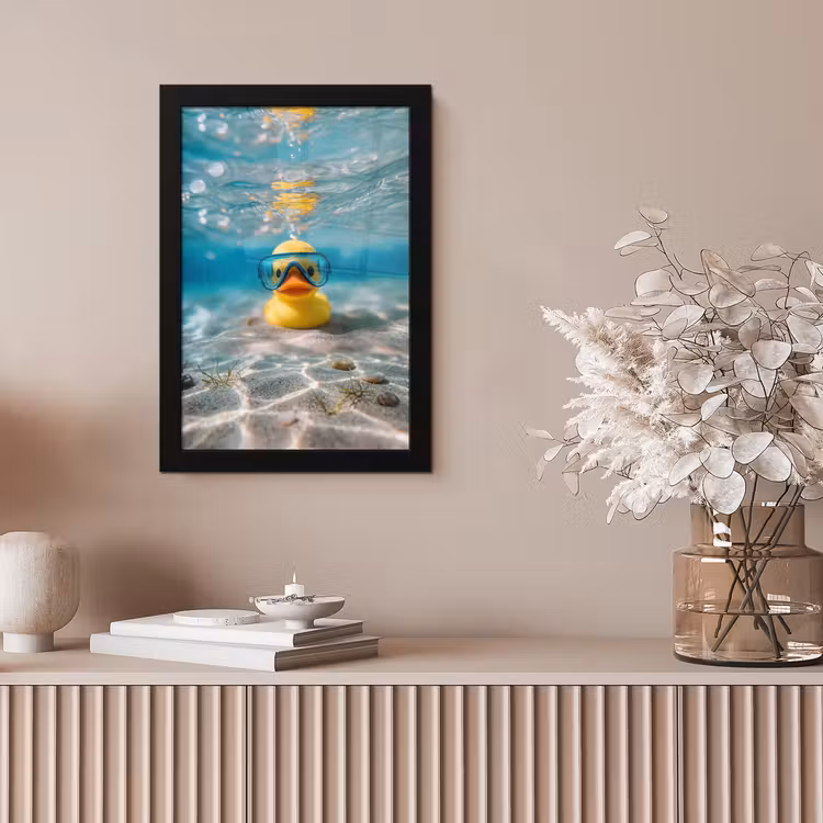 Duikbril - Eend - Water fotolijst zwart zonder passe partout klein -sfeer5