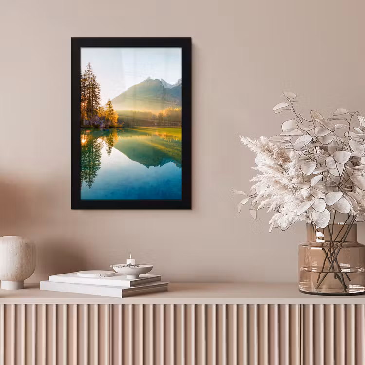 Meer - Bos - Bergen - Natuur - Zon - Landschap fotolijst zwart zonder passe partout klein -sfeer5