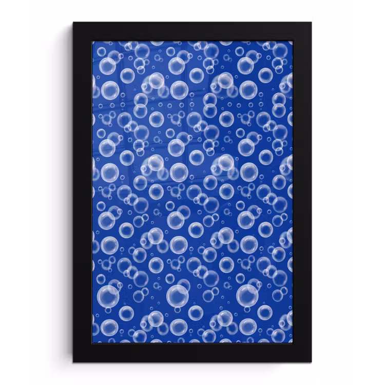 Bubbels - Patroon - Blauw fotolijst zwart zonder passe partout klein -3d