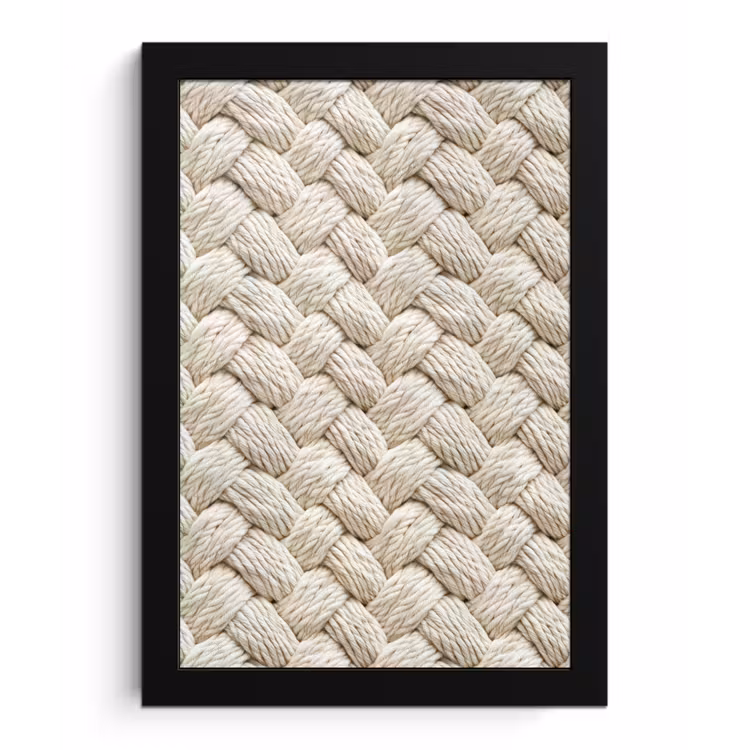 Touw - Gebreid - Beige fotolijst zwart zonder passe partout klein 224 -3d