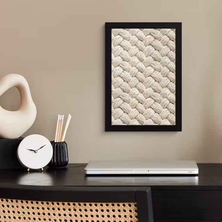 Touw - Gebreid - Beige fotolijst zwart zonder passe partout klein 224 -sfeer1