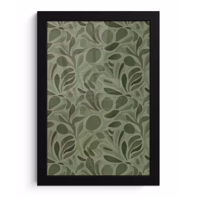 Sereen - Bladeren - Groen fotolijst zwart zonder passe partout klein 224 -3d