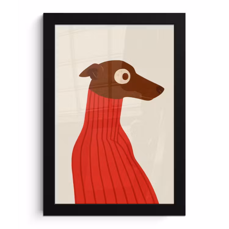 Silhouet - Hond - Trui - Rood fotolijst zwart zonder passe partout klein -3d