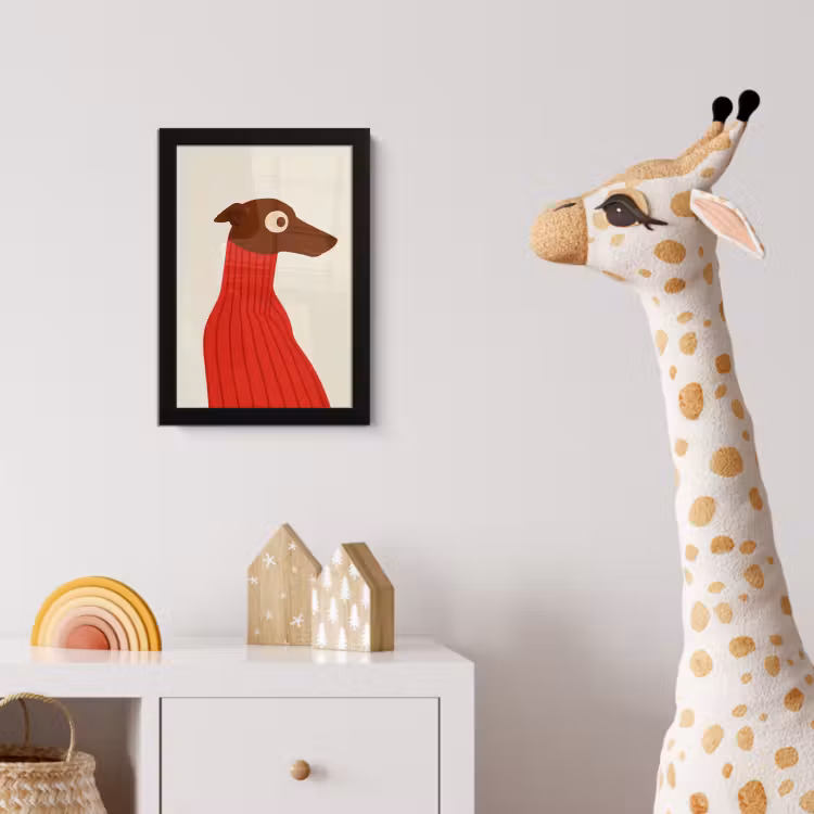 Silhouet - Hond - Trui - Rood fotolijst zwart zonder passe partout klein -usfeer4_kinderkamer