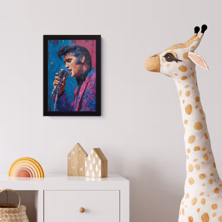 Zingende man - Glitterjas - Microfoon fotolijst zwart zonder passe partout klein -usfeer4_kinderkamer