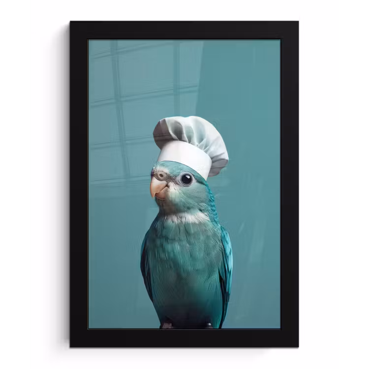Parkiet - Vogel - Koksmuts - Cute fotolijst zwart zonder passe partout klein -3d
