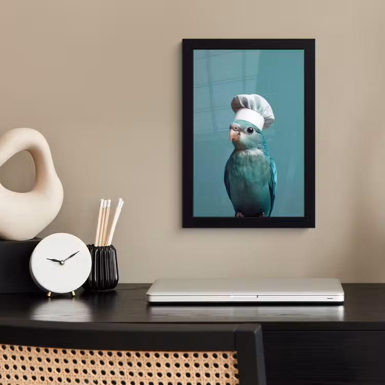 Parkiet - Vogel - Koksmuts - Cute fotolijst zwart zonder passe partout klein -sfeer1