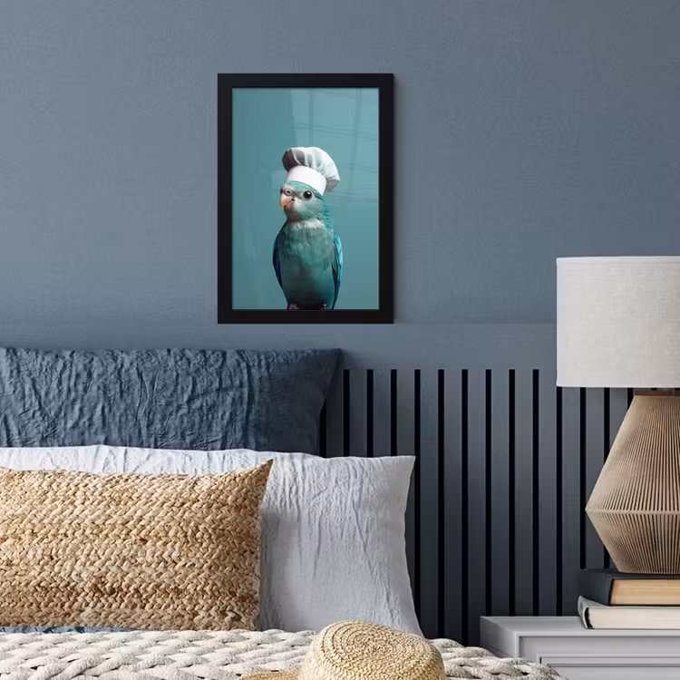 Parkiet - Vogel - Koksmuts - Cute fotolijst zwart zonder passe partout klein -sfeer3