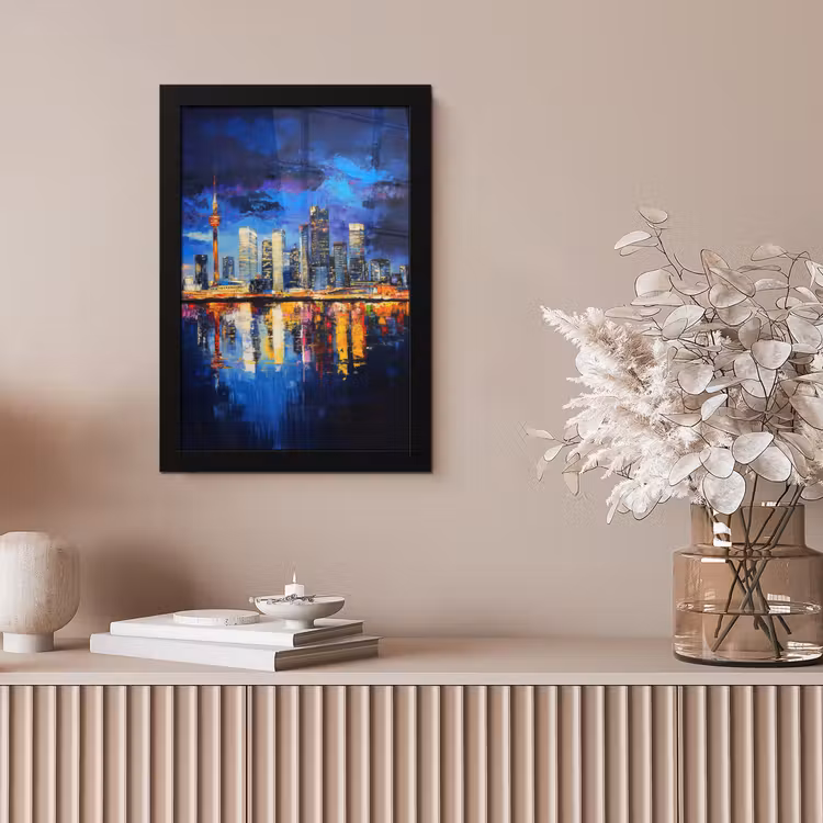 Skyline Toronto - Modern - Stadslicht - Blauw fotolijst zwart zonder passe partout klein -sfeer5