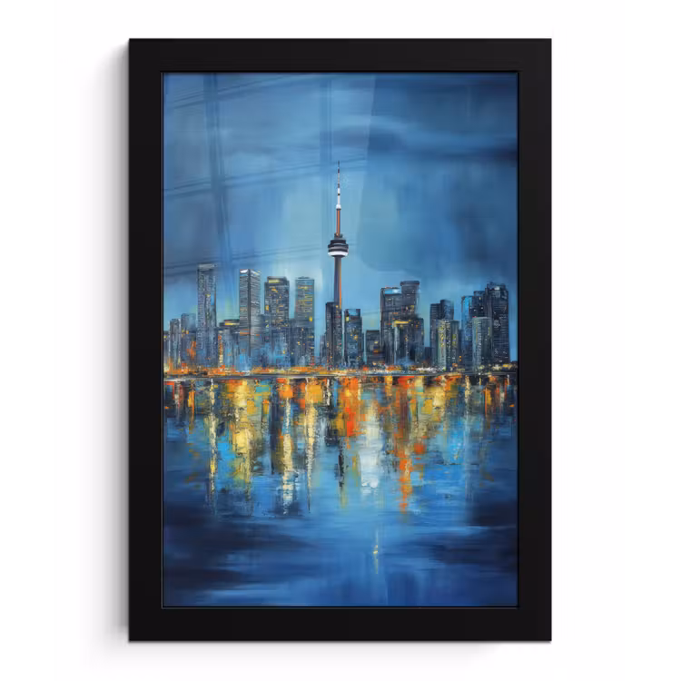 Skyline Toronto - Water - Stadslichten - Toren fotolijst zwart zonder passe partout klein -3d
