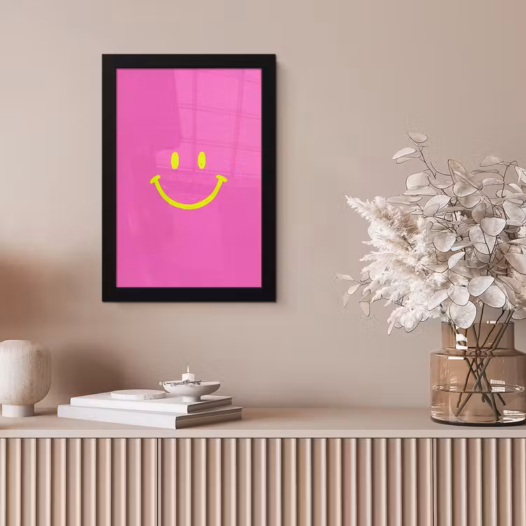 Smiley - Vrolijk - Roze fotolijst zwart zonder passe partout klein -sfeer5