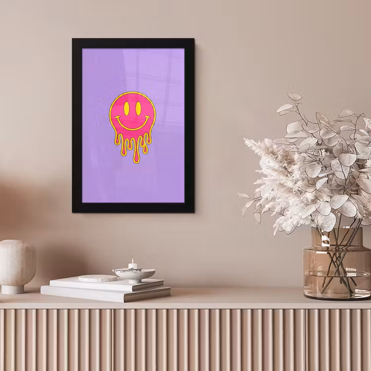 Smiley - Drip - Neon fotolijst zwart zonder passe partout klein -sfeer5