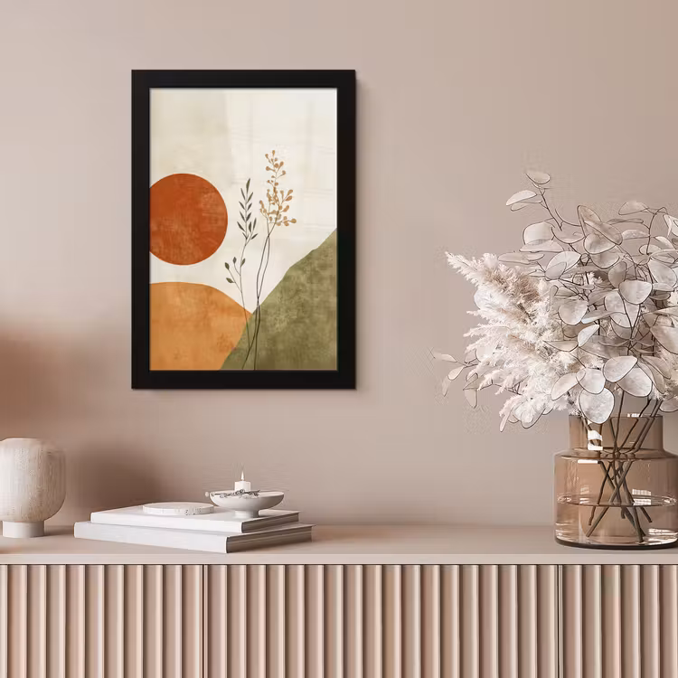 Zon - Abstract - Takken - Oranje fotolijst zwart zonder passe partout klein -sfeer5