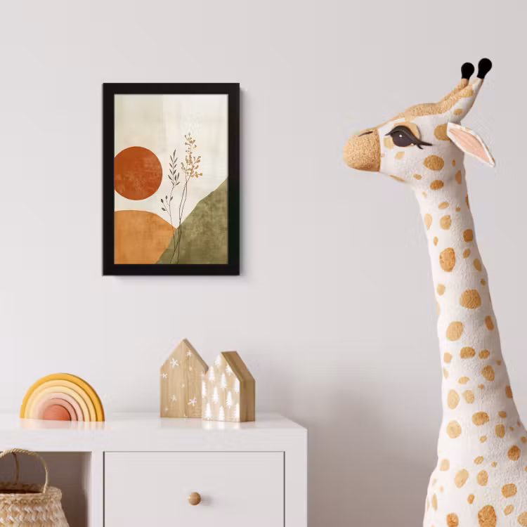 Zon - Abstract - Takken - Oranje fotolijst zwart zonder passe partout klein -usfeer4_kinderkamer
